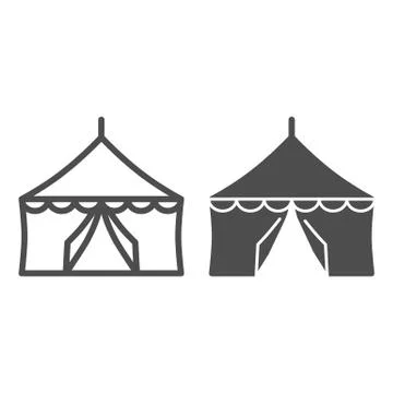 Tent line and solid icon, festival concept, Circus tent sign on white background 스톡 일러스트