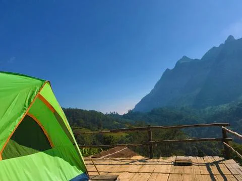 Tent on the mountain Stock Photos