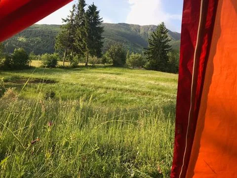 Tent Mountain View Stock Photos