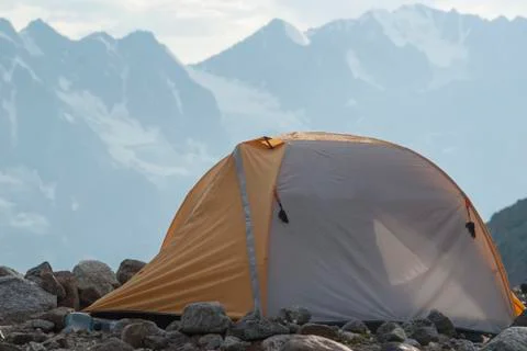 Tent in mountains Stock Photos
