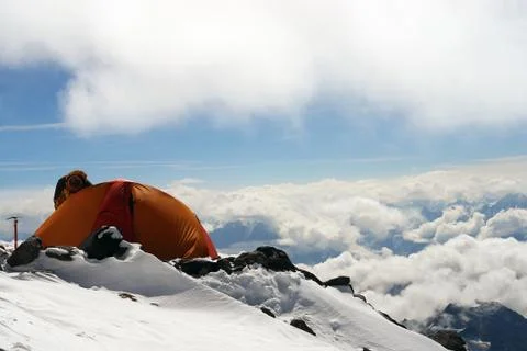 Tent in the mountains Stock Photos