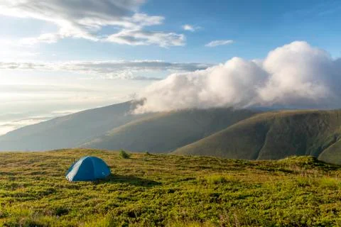 Tent in the mountains 스톡 사진