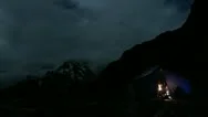 Tent At Night Climbers In And Out Stock Footage