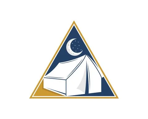 Tent in the night with triangle shape Stock Illustration
