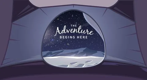 Tent. Night. Vector illustration. Stock Illustration