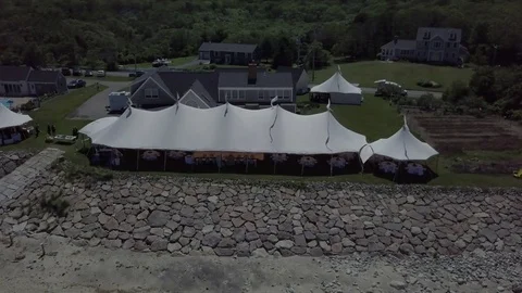 Tent party or wedding next to the windy beach Video stock 79076009