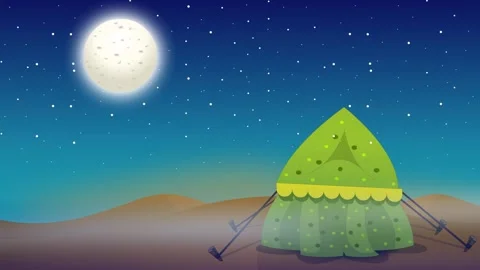 A tent pitched in the desert under the night sky. Stock Footage 303633907