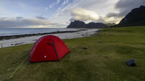 Tent on the popular coast Stock Footage 250436701