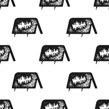 Tent seamless pattern in silhouette retro style. Vintage hand drawn camping Stock Illustration