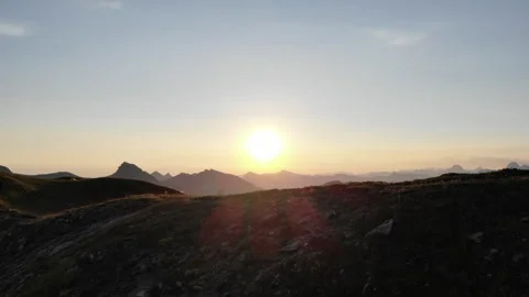 Tent set up on the mountain at dawn Stock Footage 266280481