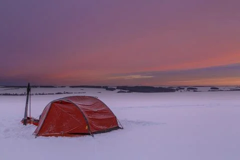 Tent in the snow Stock Photos