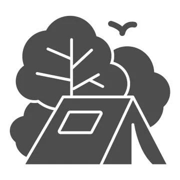 Tent solid icon, Travel concept, Tourist Tent sign on white background, camping 스톡 일러스트