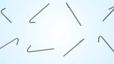 Tent Stakes Falling on a Light Blue Background. Tent Pegs 3D Animation. 4K Stock Footage 306062320