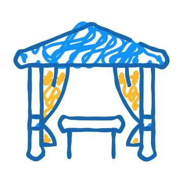 Tent with table for eating icon doodle illustration Stock Illustration