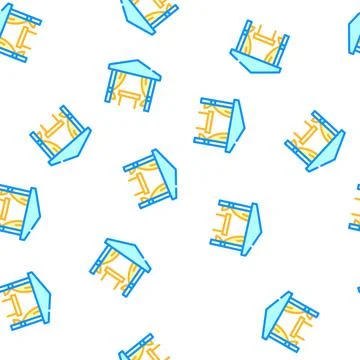 Tent with table for eating vector seamless pattern Stock Illustration