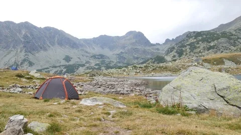 Tent on the top of the mountain Video stock 79749878