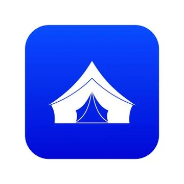 Tent with a triangular roof icon digital blue Illustrazione stock