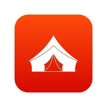Tent with a triangular roof icon digital red Stock Illustration