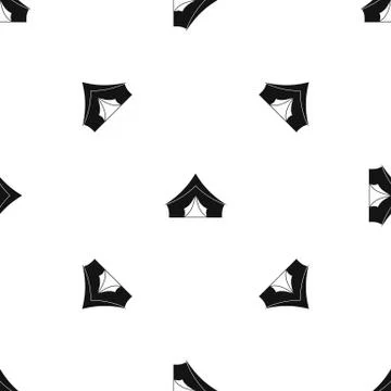 Tent with a triangular roof pattern seamless black Stock Illustration