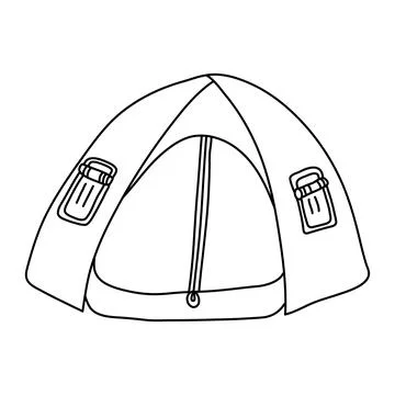A tent with two windows in doodle style Stock Illustration