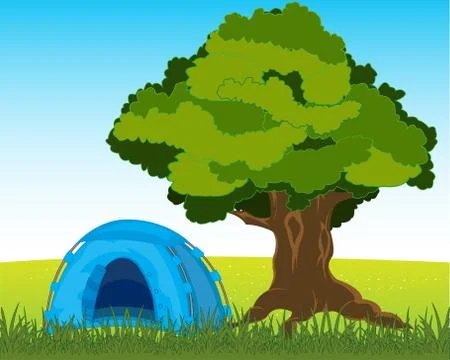 Tent under tree Stock Illustration