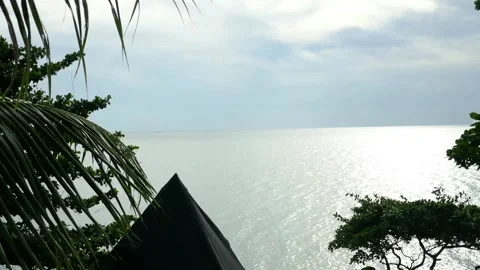 A tent with a view of the sea is installed Stock Footage 293427573