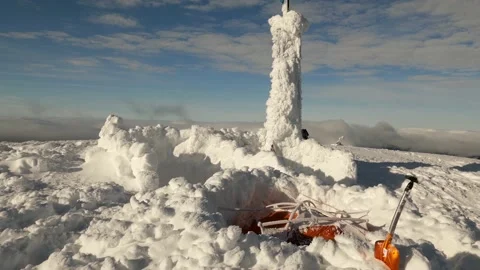 Tent on the winter top Goverla Video stock 170779306
