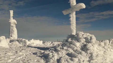 Tent on the winter top Goverla Video stock 170779443