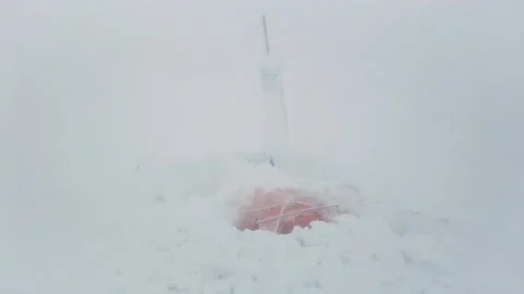 Tent on the winter top Goverla Stock Footage 170786750