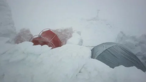 Tent on the winter top Goverla Stock Footage 170795450