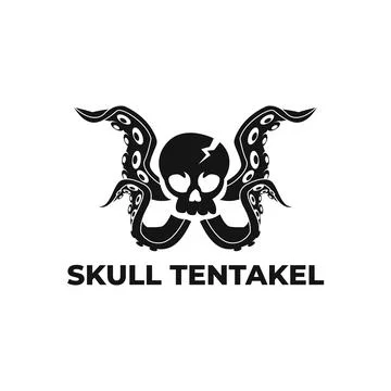 Tentacle Skull Concept, Monogram Style logo Perfect for Brand Identity Stock Illustration