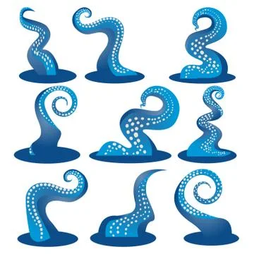 Tentacles blue  of an octopus DIY set Stock Illustration