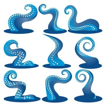 Tentacles blue  of an octopus DIY set Stock Illustration