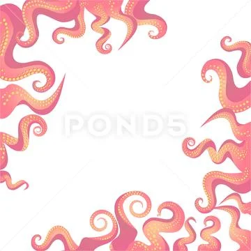 Tentacles frame coral pink color Stock Illustration