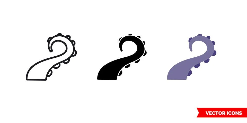 Tentacles icon of 3 types. Isolated vector sign symbol. Stock Illustration