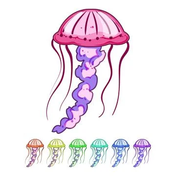Tentacles jellyfish cartoon vector graphic Stock Illustration