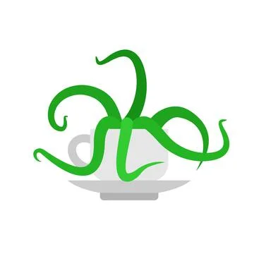 Tentacles from mug. Octopus in cup. Stock Illustration