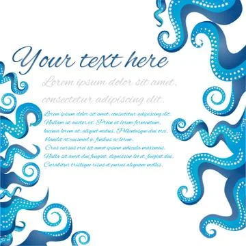 Tentacles of an octopus blue and white  frame イラスト素材