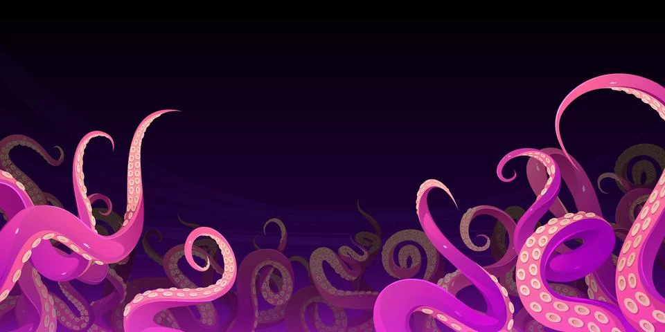Tentacles of octopus deep under water in sea Stock Illustration