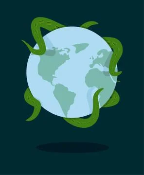 Tentacles Octopus grabbed planet Earth Stock Illustration