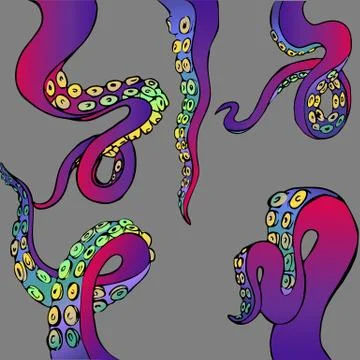 Tentacles of an octopus set Stock Illustration