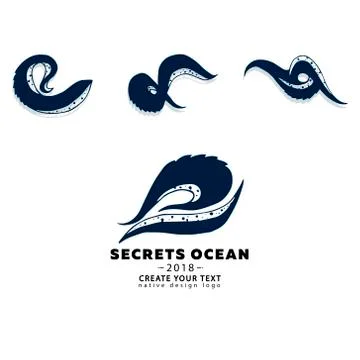 Tentacles octopus vector logo. cafe and asian kitchen Stock Illustration