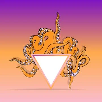 Tentacles with triangle , cute vector cartoon illustration for web and print. Stock Illustration