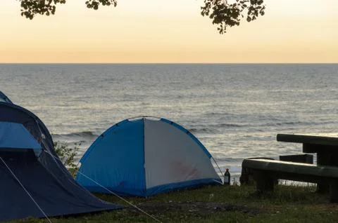 Tents on the beach. Stock Photos