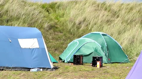Tents at a Campground Stock Footage 8830580