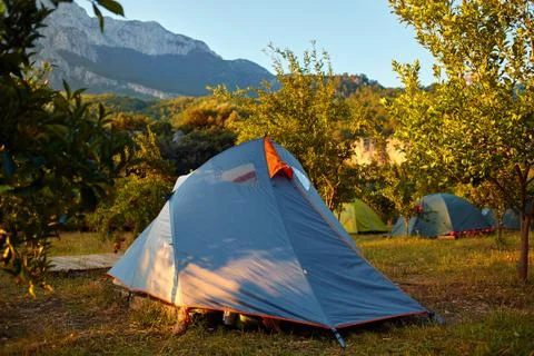 Tents in the garden Stock Photos