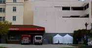 Tents At A Hospital Emergency Entrance To Deal With Coronavirus Patients Stock Footage