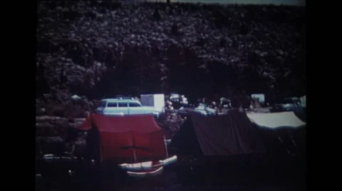 Tents set around the river Stock Footage 39884547