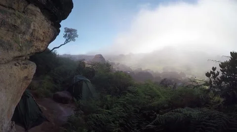 Tents on the top of Mount Roraima Stock Footage 58647197