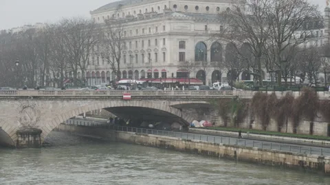 Tents under bridge in Paris Stock Footage 262085978